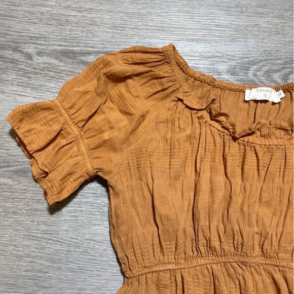 Off Shoulder Cream Brown Sheered Top US 2–4 Boho Cottagecore Festival Flowy - Picture 3 of 5